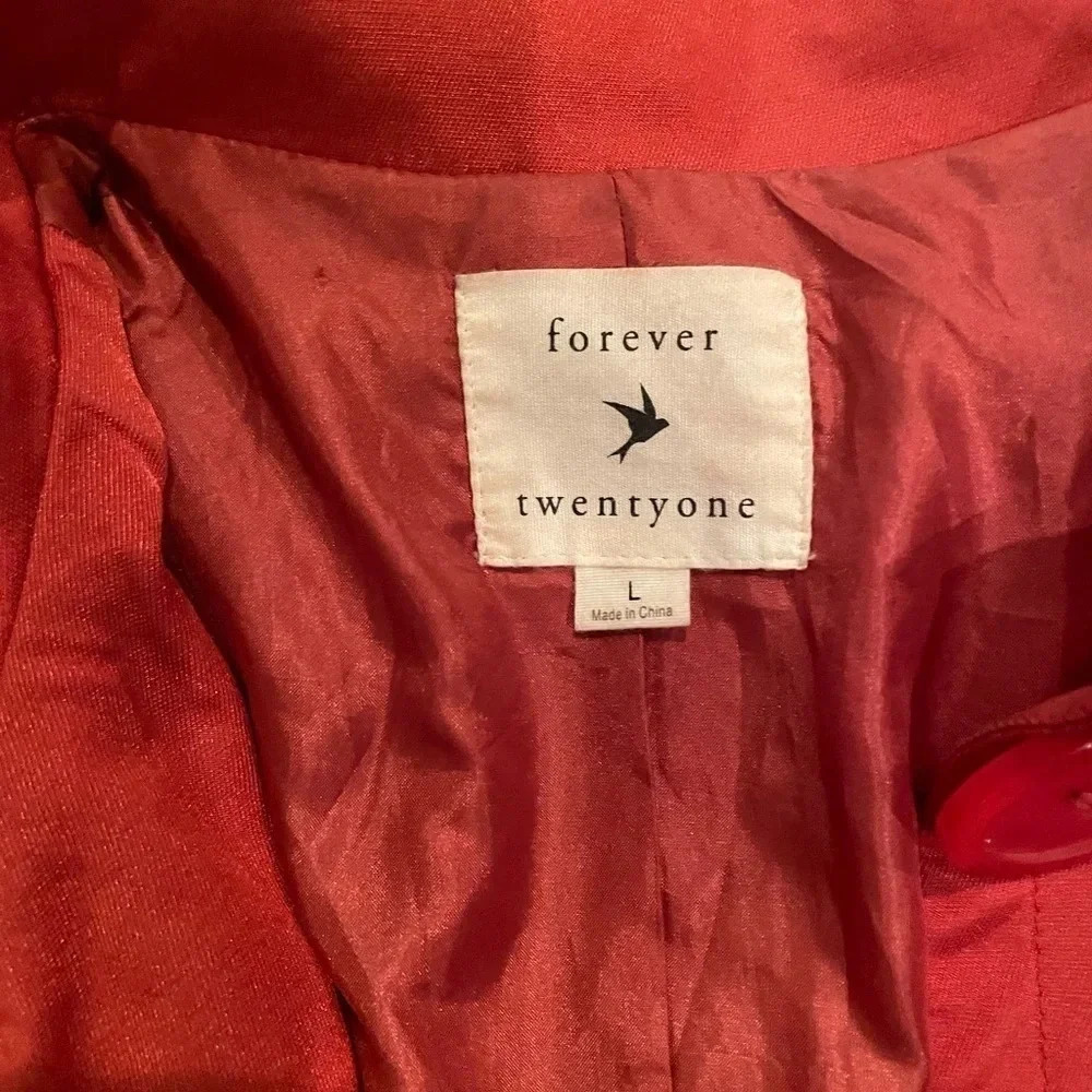 Forever 21 coral/orange coat- large - Picture 5 of 5